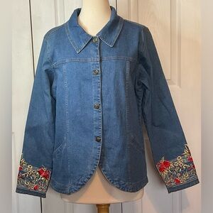 Vintage Denim & Co Embroidered Denim Jacket‎ Size Large New